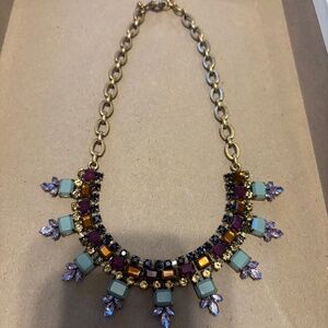 Jcrew statement necklace turquoise, purple, and gold